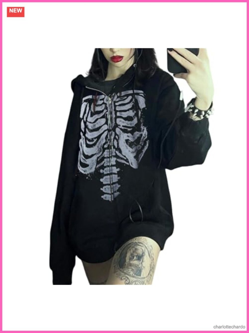 Y2k Goth Grunge Zip Up Hoodie Cotton Blend Streetwear Sweatshirt